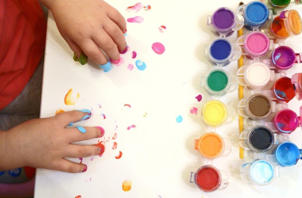 Sensory Play with finger paints.