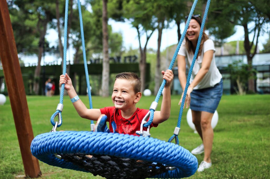 Swinging on a swing, one of the Vestibular Sensory Activities