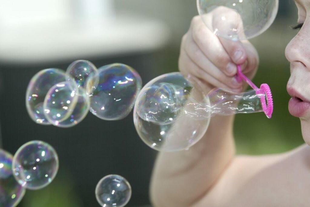 Blowing bubbles, one of the Oral Motor Sensory Activities