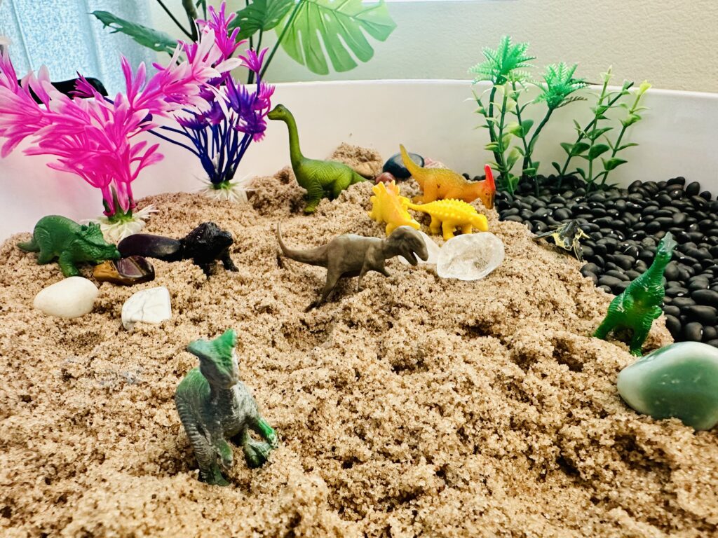 Dinosaur sensory bin