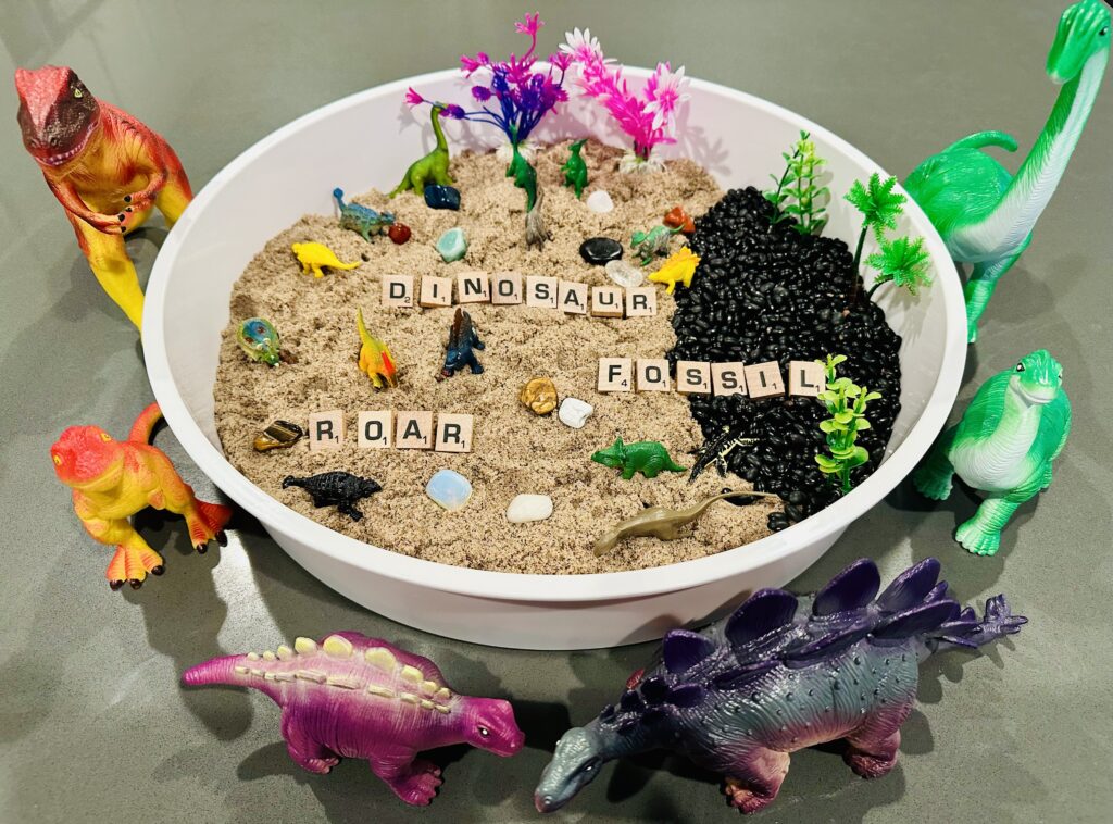 Dinosaur sensory bin