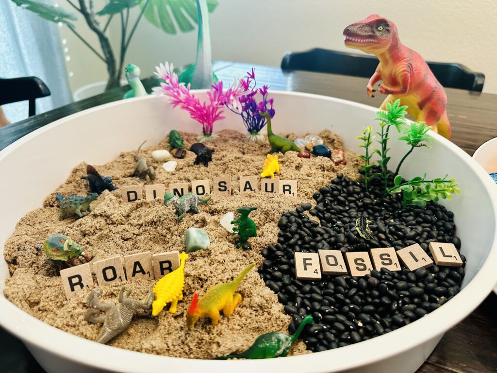 Dinosaur sensory bin