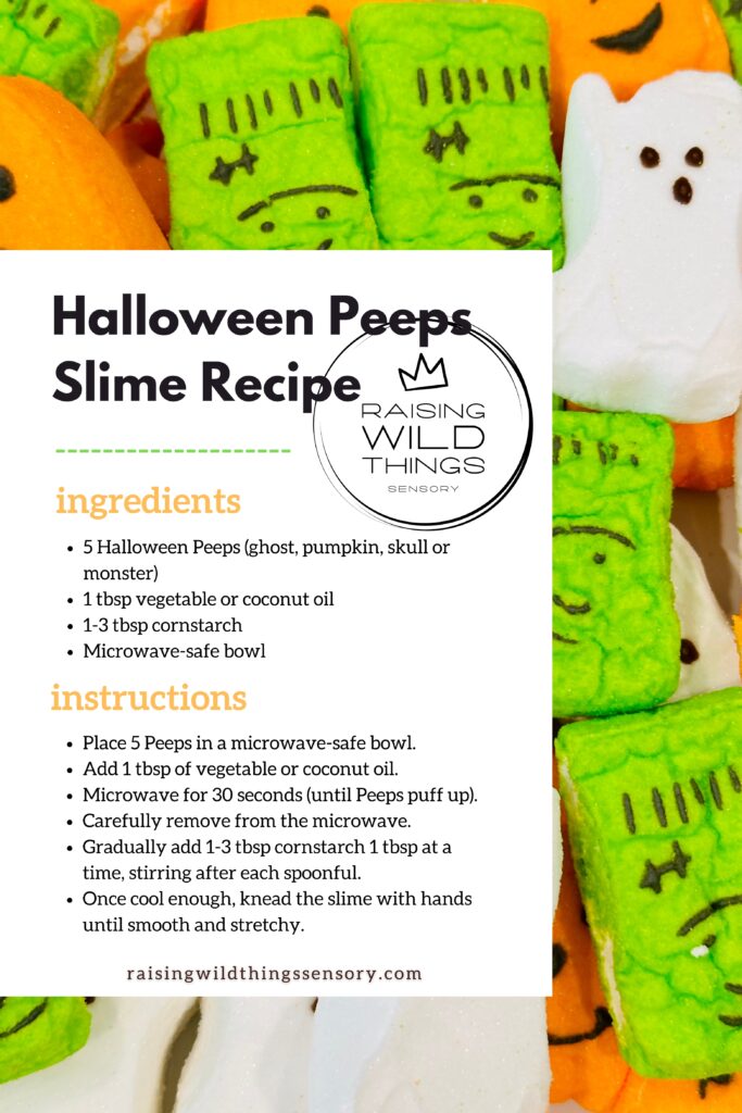 Taste Safe Halloween Peeps Slime Recipe Card