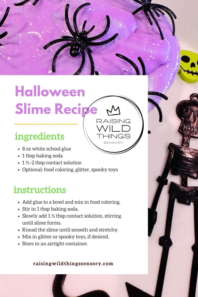 Homemade Halloween Slime Recipe Card