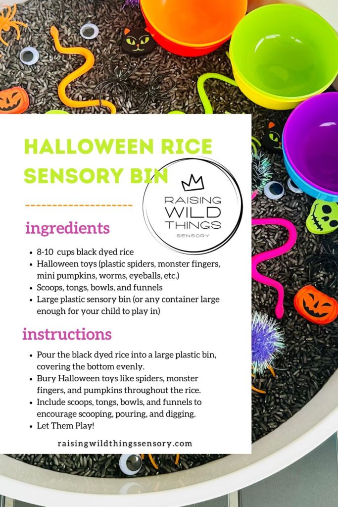 Halloween Rice Sensory Bin Recipe Card